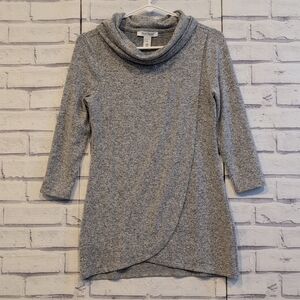 White House Black Market Women's XS Heather Gray Cowl Neck Crossover Sweater NWT